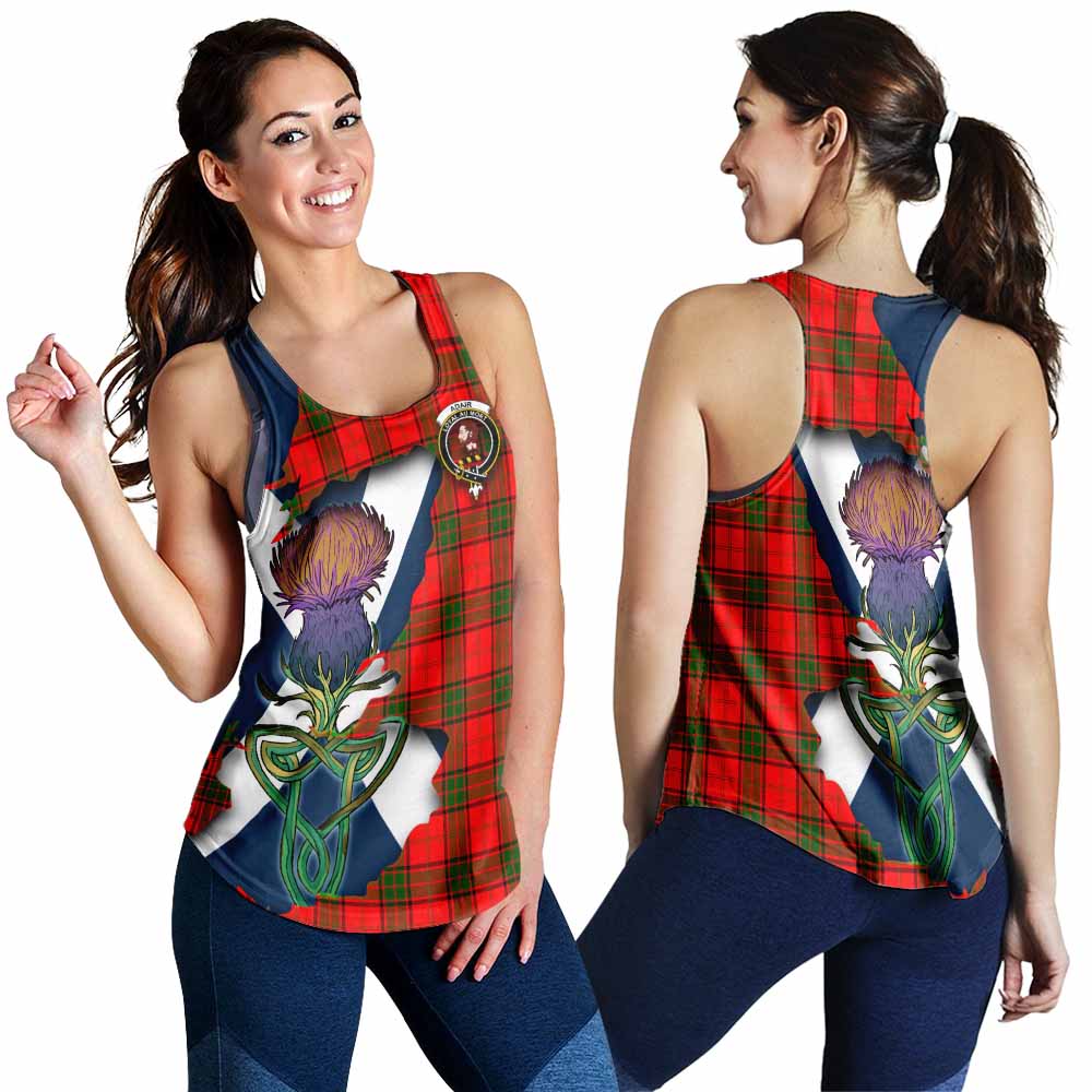 Tartan Vibes Clothing Adair Tartan Family Crest Women's Racerback Tanks Scottish Thistle Celtic Inspired