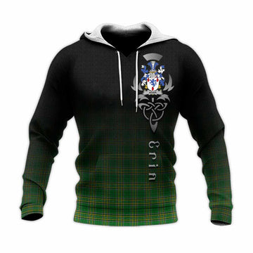 Tartan Vibes Clothing Adair Irish Clan Knitted Hoodie with Coat of Arms Erin Go Bragh Celtic Inspired