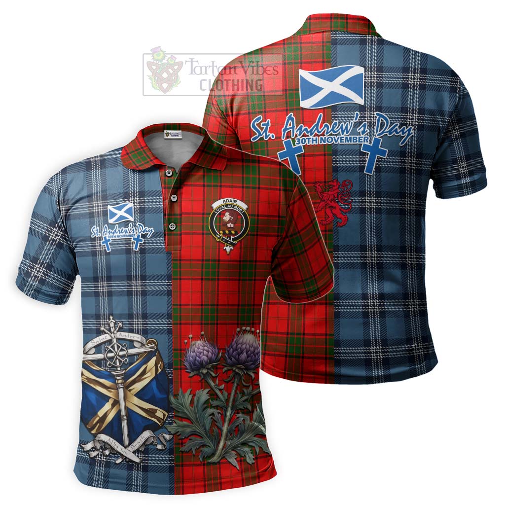 Tartan Vibes Clothing Adair Tartan Polo Shirt Happy St. Andrew's Day Half Tartan Style