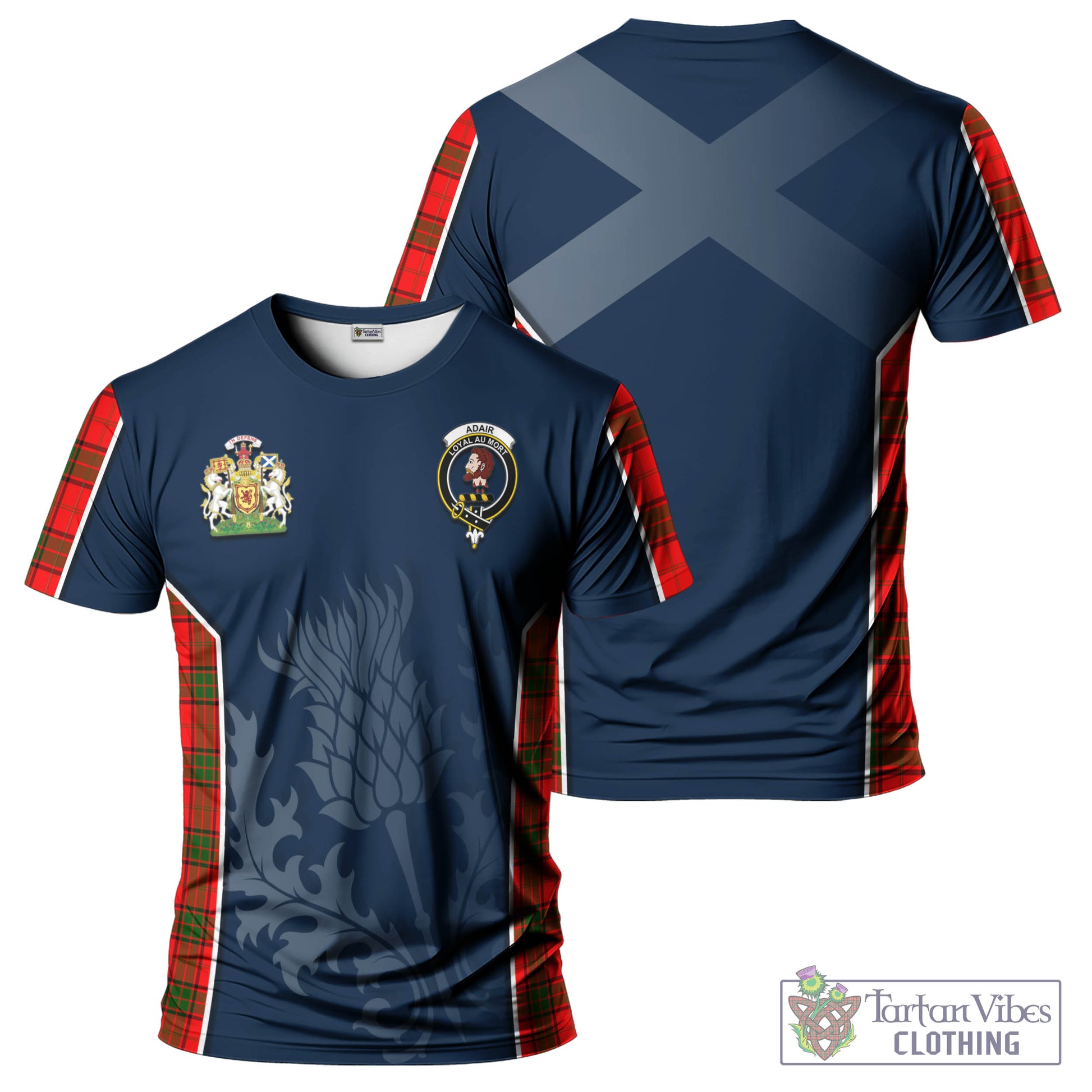 Tartan Vibes Clothing Adair Tartan T-Shirt with Family Crest and Scottish Thistle Vibes Sport Style