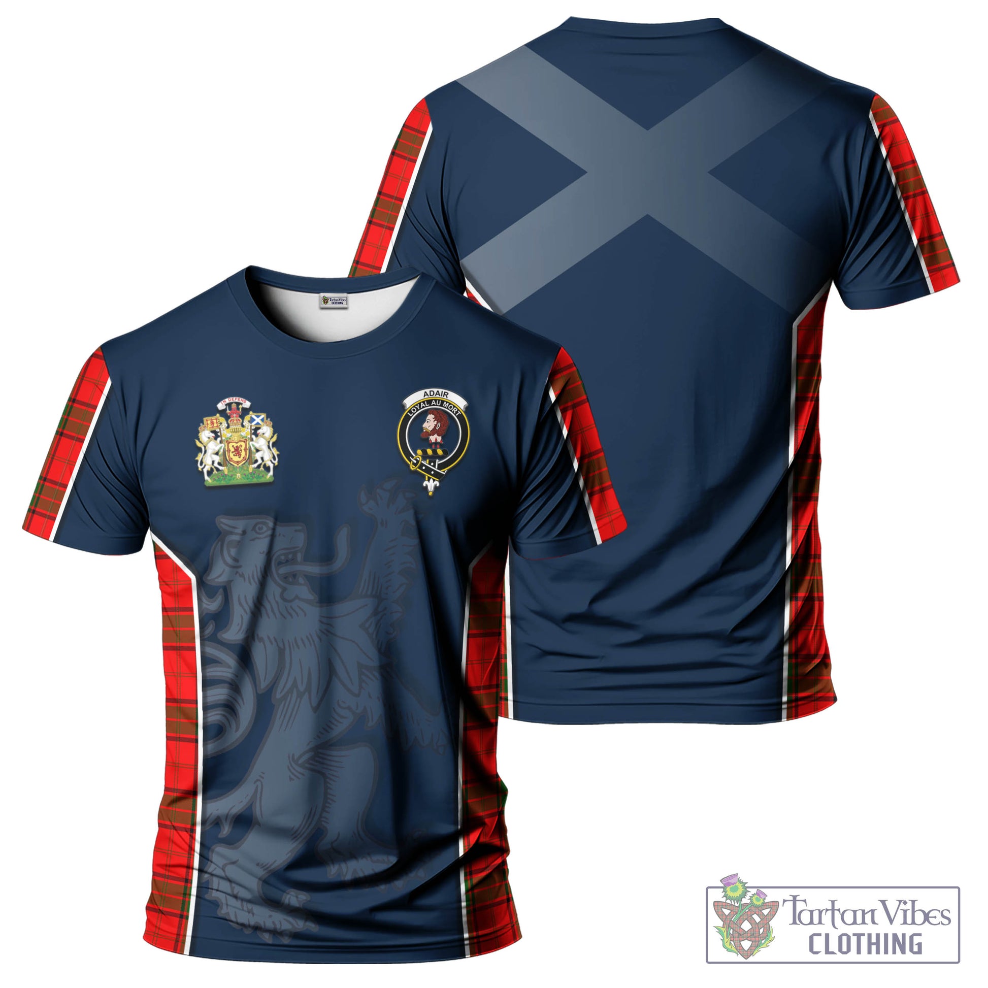 Tartan Vibes Clothing Adair Tartan T-Shirt with Family Crest and Lion Rampant Vibes Sport Style
