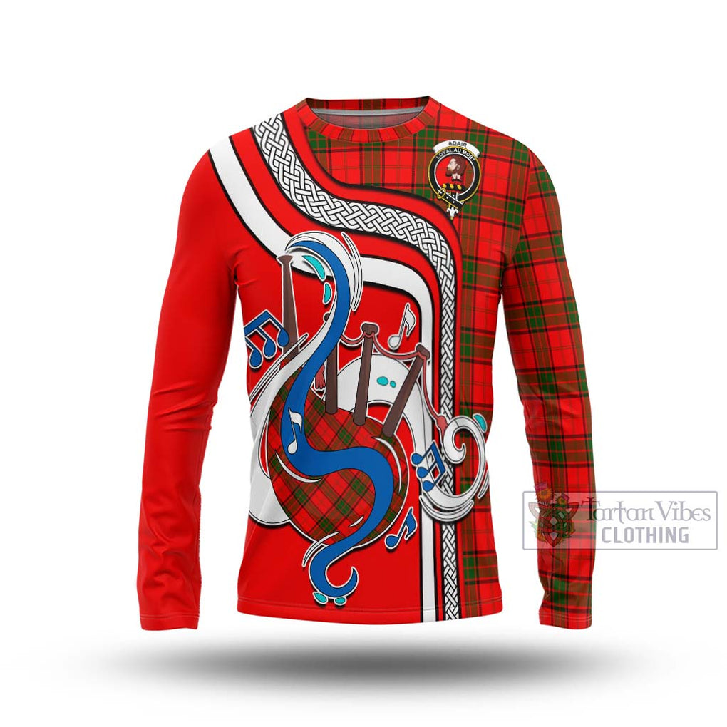Tartan Vibes Clothing Adair Tartan Long Sleeve T-Shirt with Epic Bagpipe Style