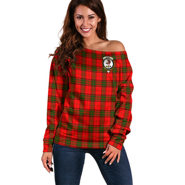 Adair Tartan Off Shoulder Women Sweater with Family Crest Women - Tartanvibesclothing