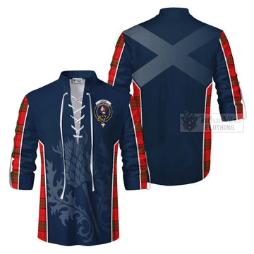 Tartan Vibes Clothing Adair Tartan Ghillie Kilt Shirt with Family Crest and Scottish Thistle Vibes Sport Style
