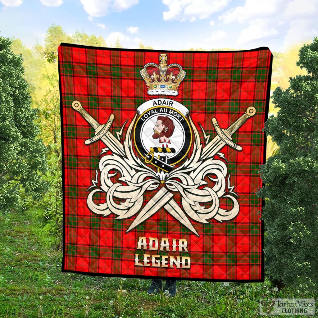 Tartan Vibes Clothing Adair Tartan Quilt with Clan Crest and the Golden Sword of Courageous Legacy
