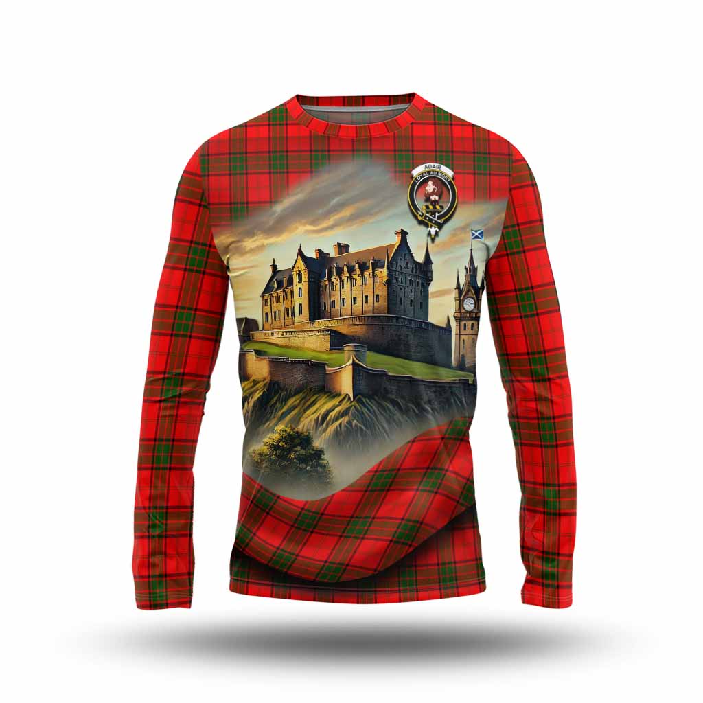 Tartan Vibes Clothing Adair Tartan Family Crest Long Sleeve T-Shirt with Scottish Ancient Castle Style