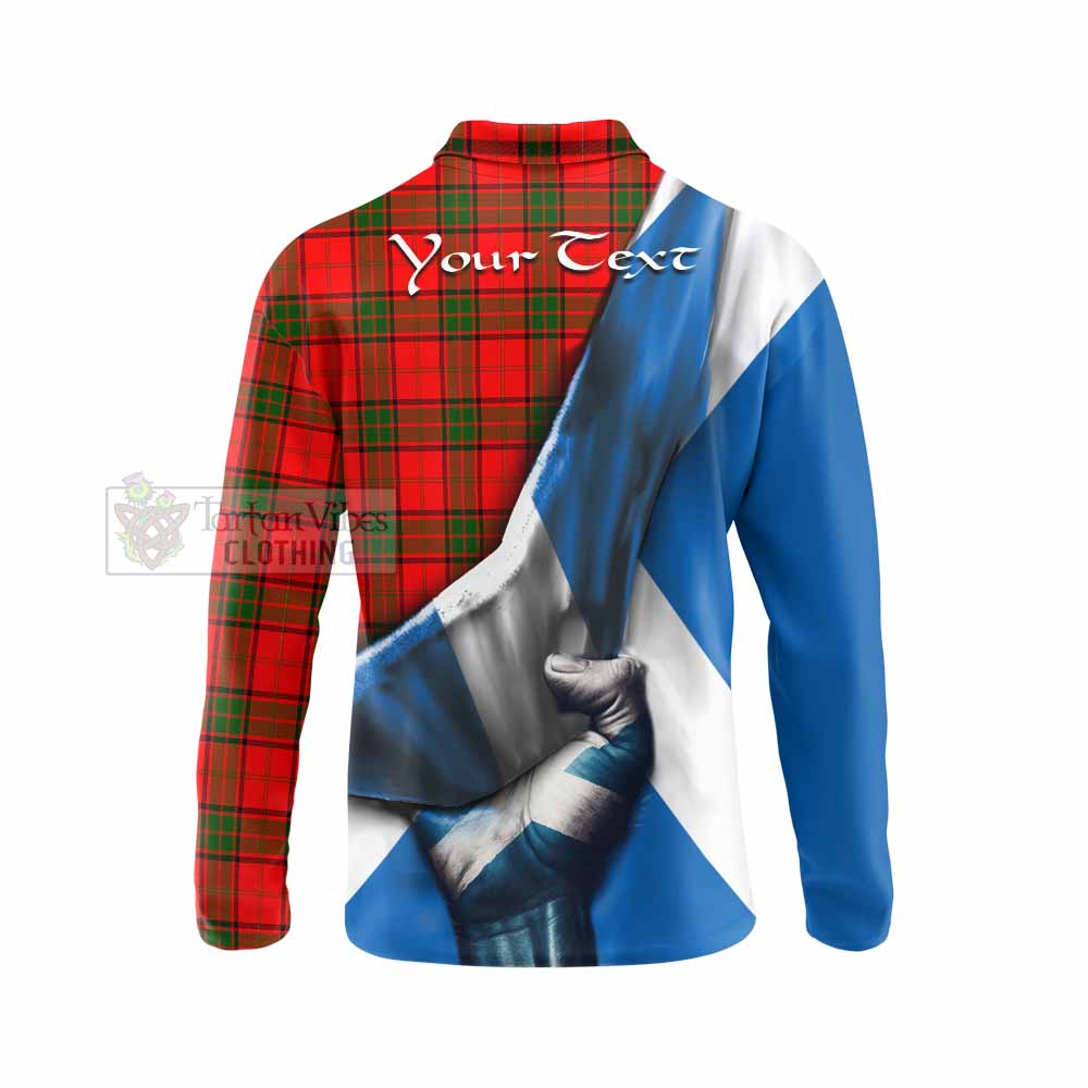 Tartan Vibes Clothing Adair Tartan Long Sleeve Polo Shirt with Family Crest Scotland Patriotic Style