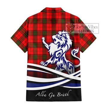Adair Tartan Short Sleeve Button Shirt with Alba Gu Brath Regal Lion Emblem - Tartanvibesclothing Shop