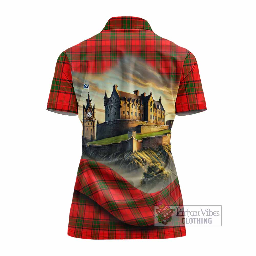 Tartan Vibes Clothing Adair Tartan Family Crest Women's Polo Shirt with Scottish Ancient Castle Stype