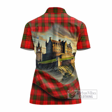 Adair Tartan Family Crest Women's Polo Shirt with Scottish Ancient Castle Style