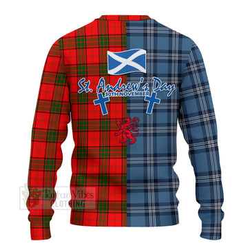 Tartan Vibes Clothing Adair Tartan Knitted Sweater Happy St. Andrew's Day Half Tartan Style