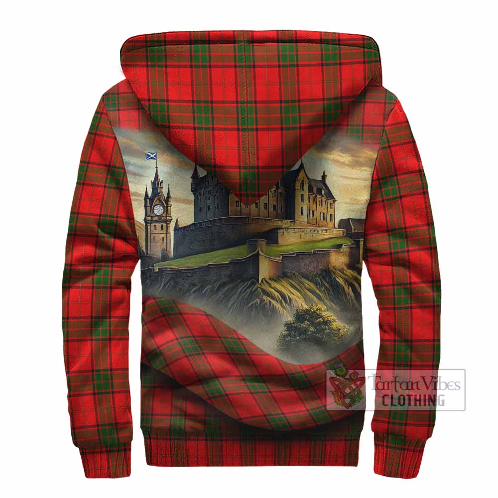 Tartan Vibes Clothing Adair Tartan Family Crest Sherpa Hoodie with Scottish Ancient Castle Style