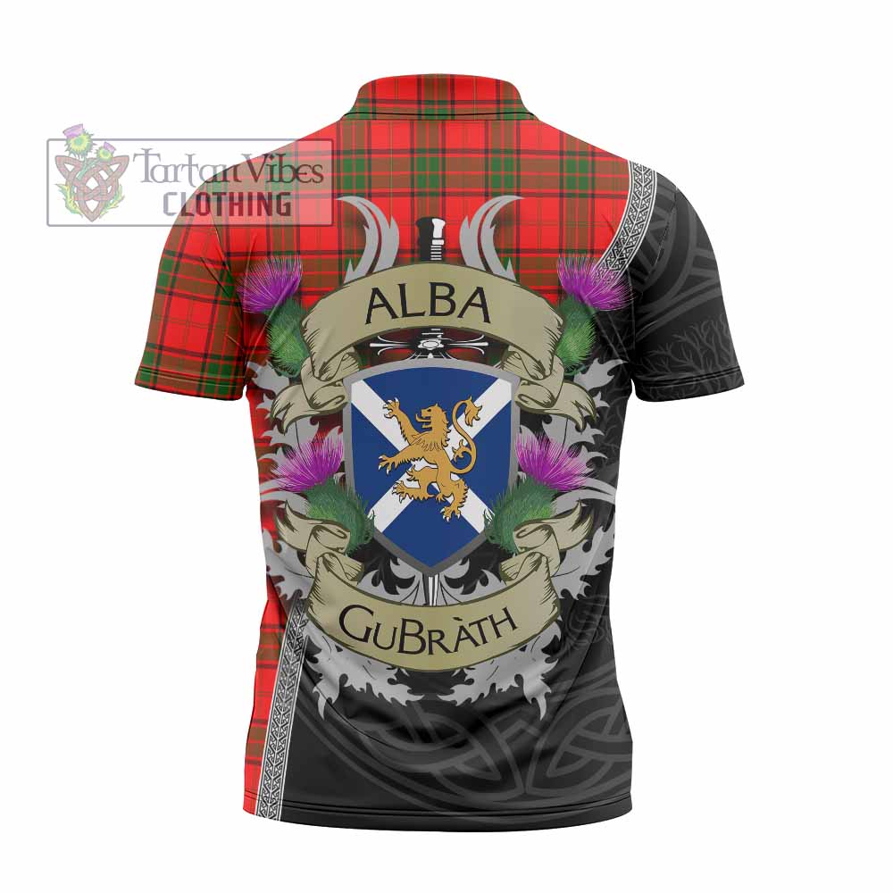 Tartan Vibes Clothing Adair Tartan Family Crest Zipper Polo Shirt Lion Rampant Royal Thistle Shield Celtic Inspired