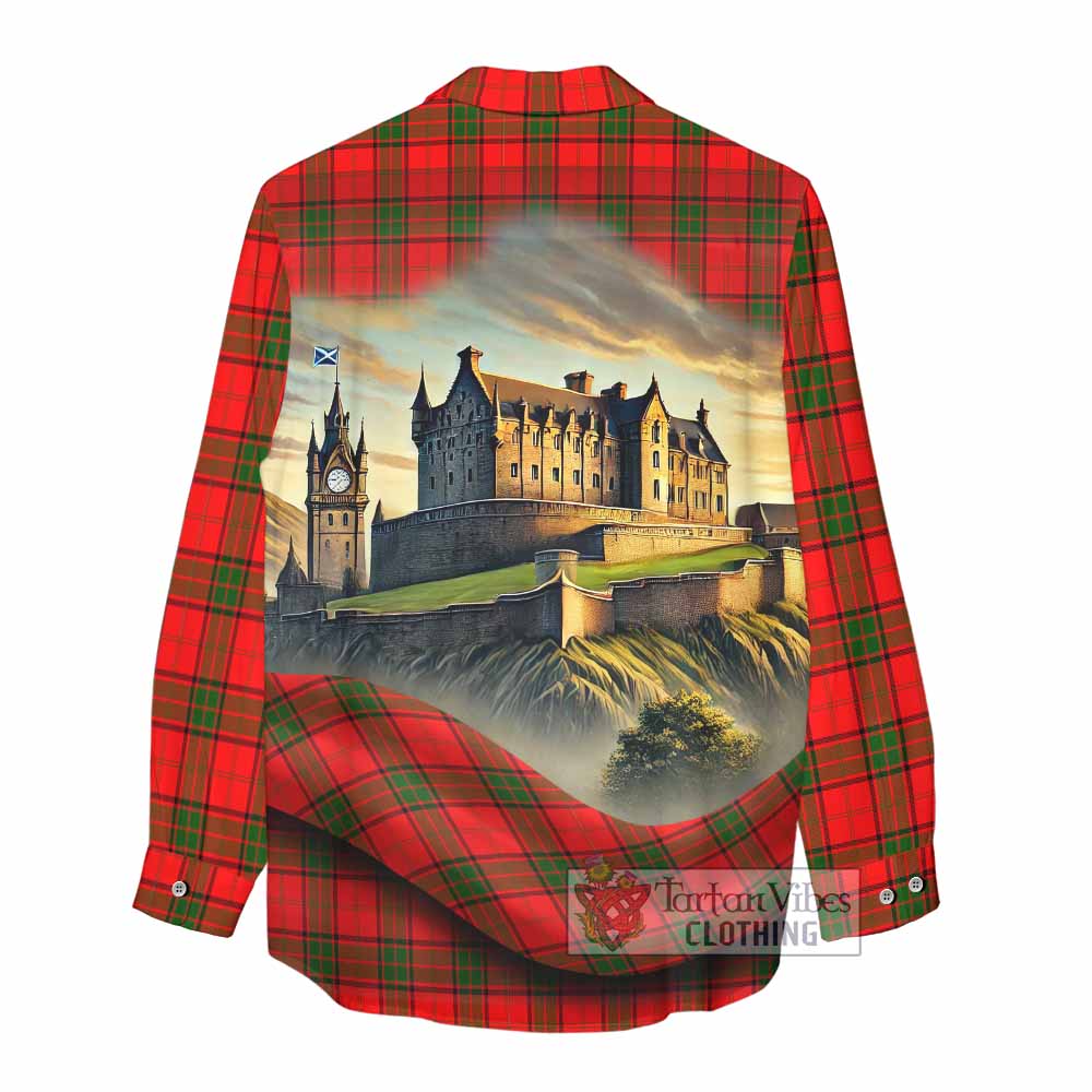Tartan Vibes Clothing Adair Tartan Family Crest Women's Casual Shirt with Scottish Ancient Castle Style