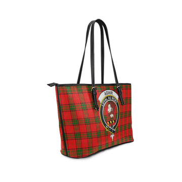 Adair Tartan Leather Tote Bag with Family Crest