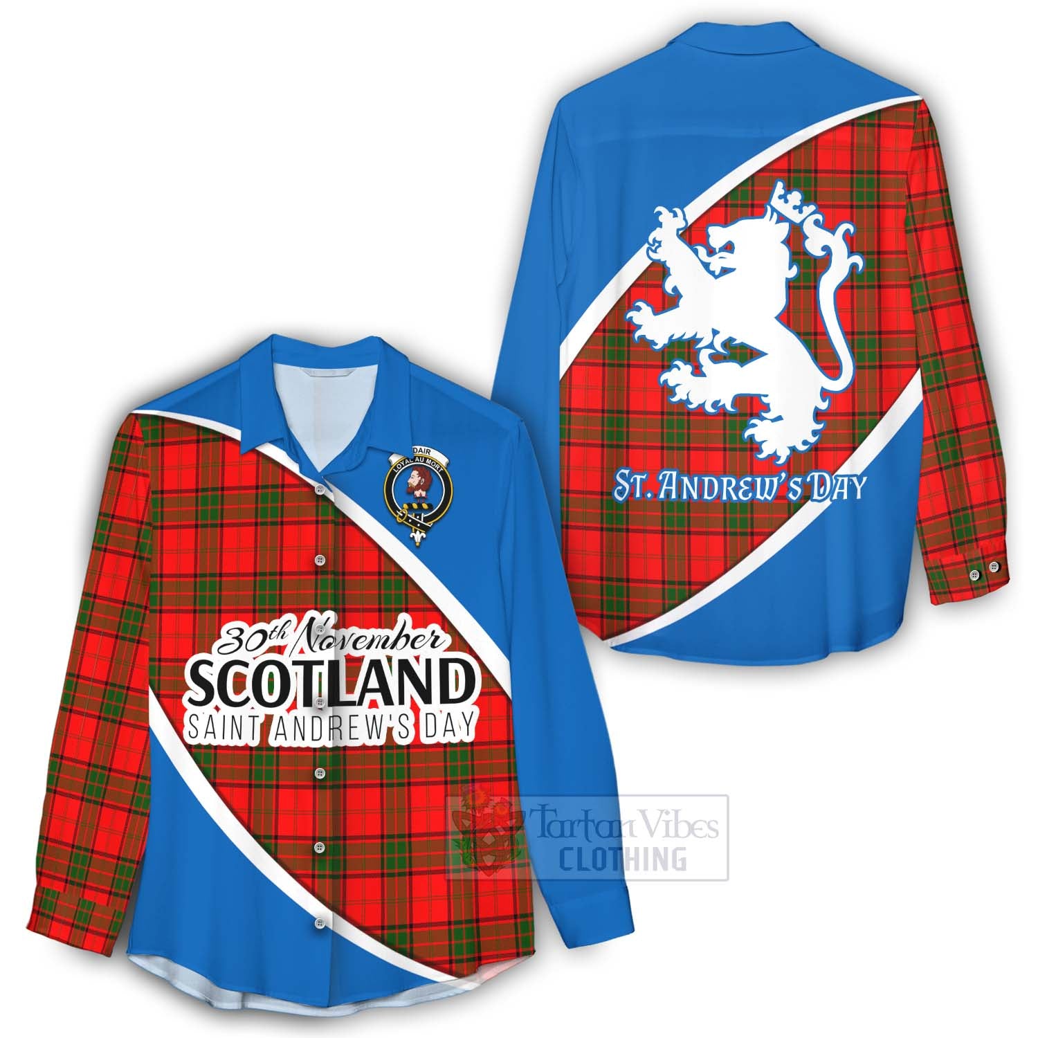 Tartan Vibes Clothing Adair Family Crest Tartan Women's Casual Shirt Celebrate Saint Andrew's Day in Style