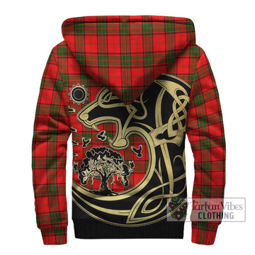 Adair Tartan Sherpa Hoodie with Family Crest Celtic Wolf Style - Tartan Vibes Clothing