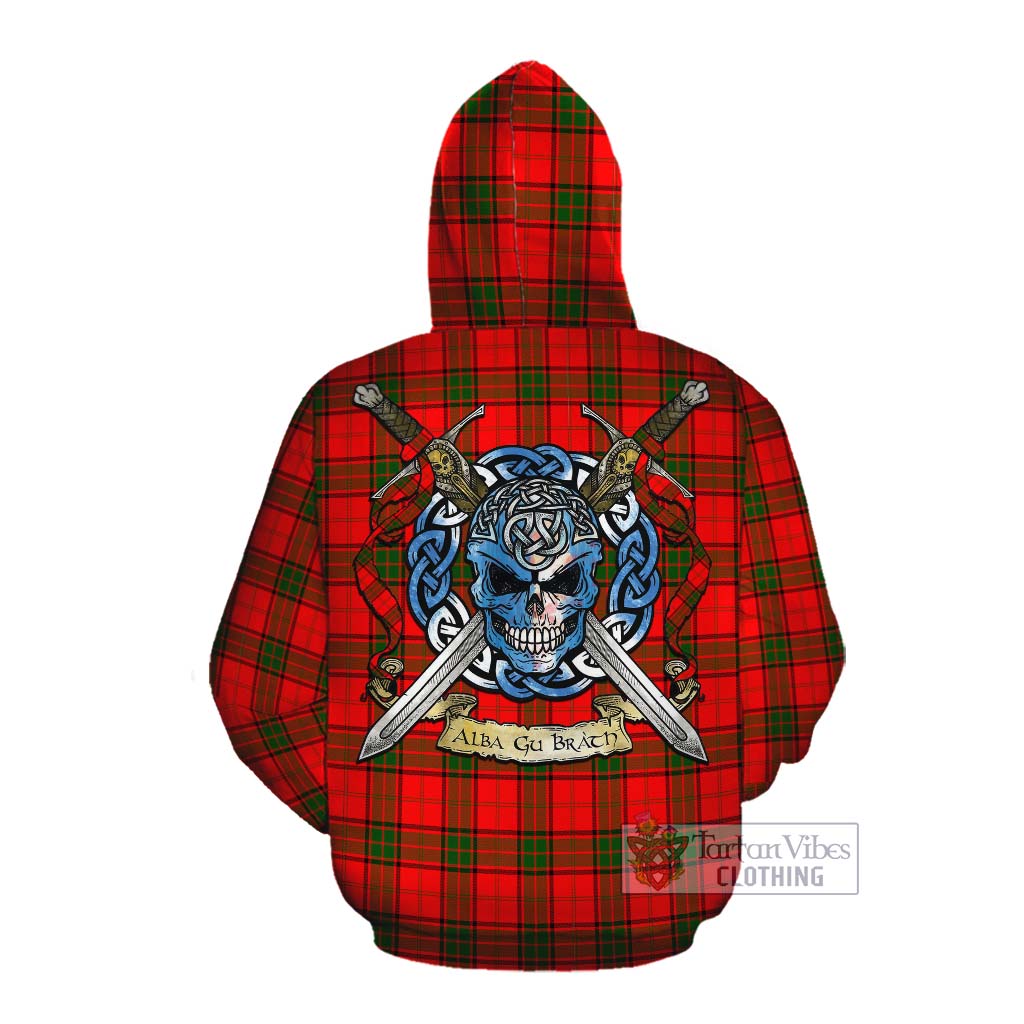 Tartan Vibes Clothing Adair Tartan Cotton Hoodie with Family Crest Celtic Skull Style