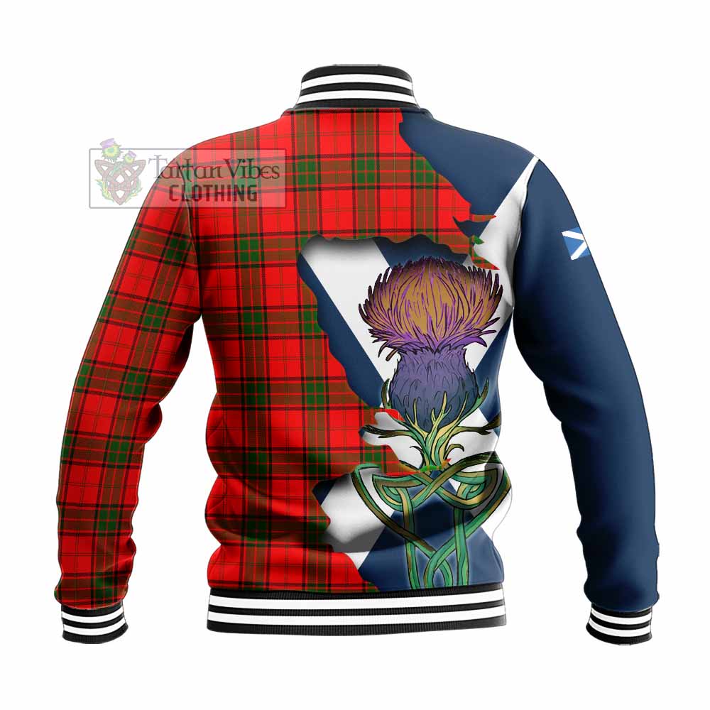 Tartan Vibes Clothing Adair Tartan Family Crest Baseball Jacket Scottish Thistle Celtic Inspired