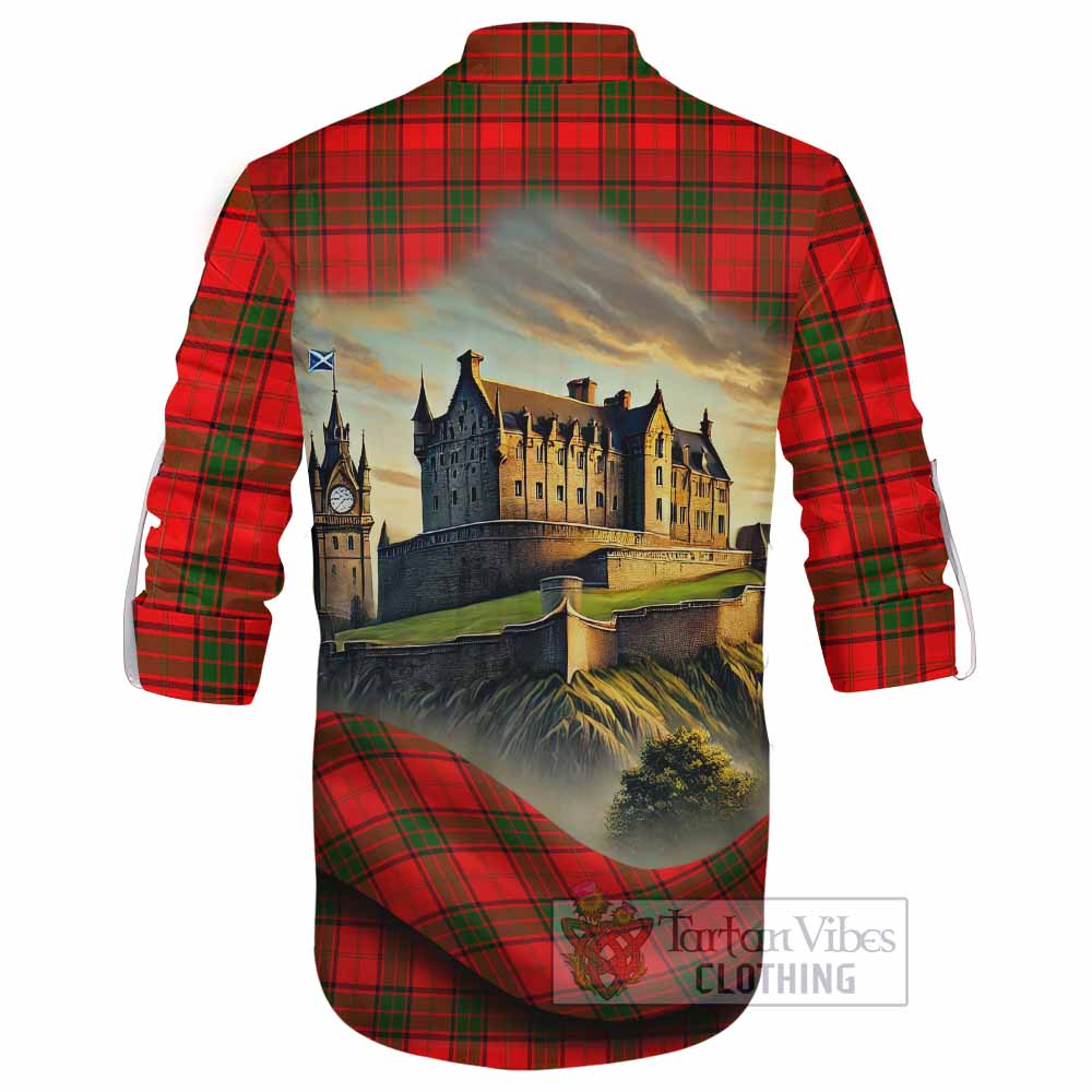 Tartan Vibes Clothing Adair Tartan Family Crest Ghillie Kilt Shirt with Scottish Ancient Castle Style