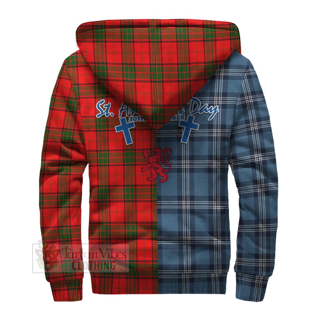 Tartan Vibes Clothing Adair Tartan Sherpa Hoodie Happy St. Andrew's Day Half Tartan Style