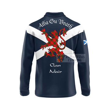 Tartan Vibes Clothing Adair Tartan Lion Rampant Long Sleeve Polo Shirt – Proudly Display Your Heritage with Alba Gu Brath and Clan Name
