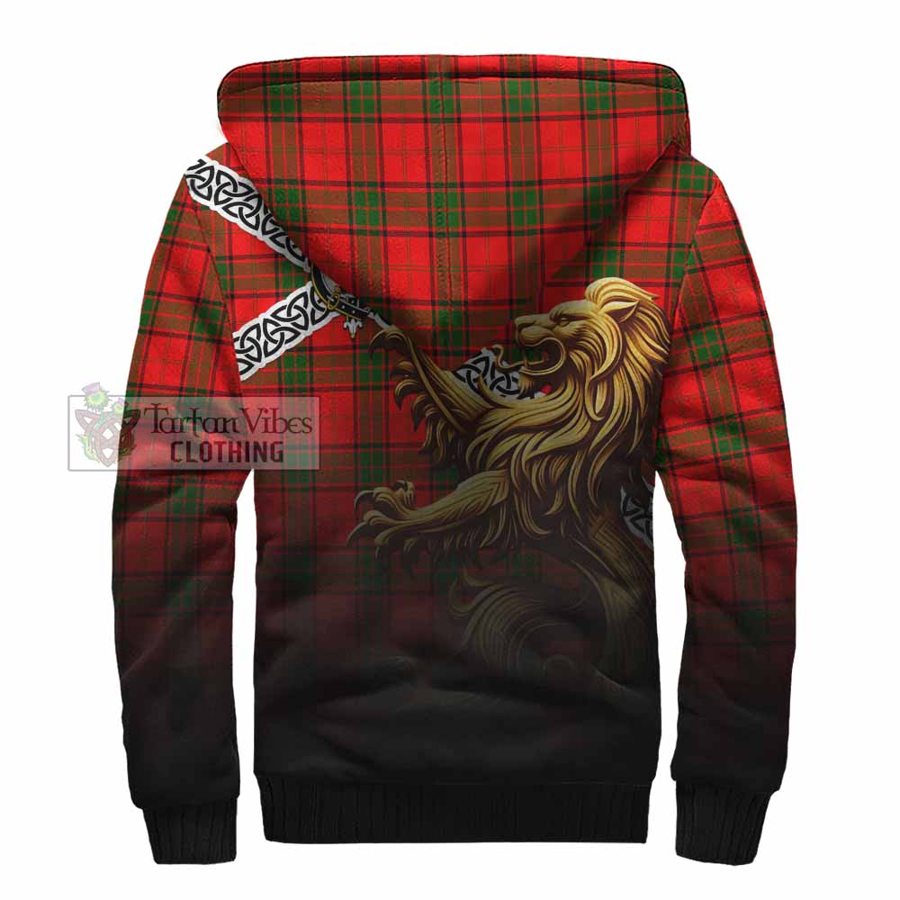 Tartan Vibes Clothing Adair Crest Tartan Sherpa Hoodie with Golden Lion Emblem Celtic Style