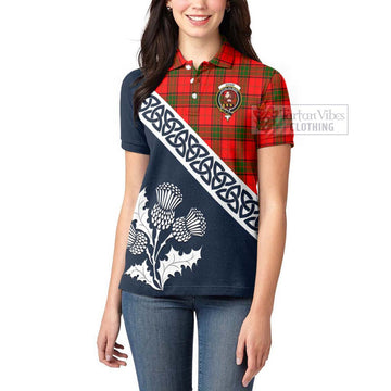 Tartan Vibes Clothing Adair Tartan Women's Polo Shirt Featuring Thistle and Scotland Map