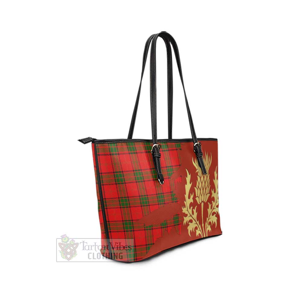 Tartan Vibes Clothing Adair Tartan Leather Tote Bag Gold Thistle Style