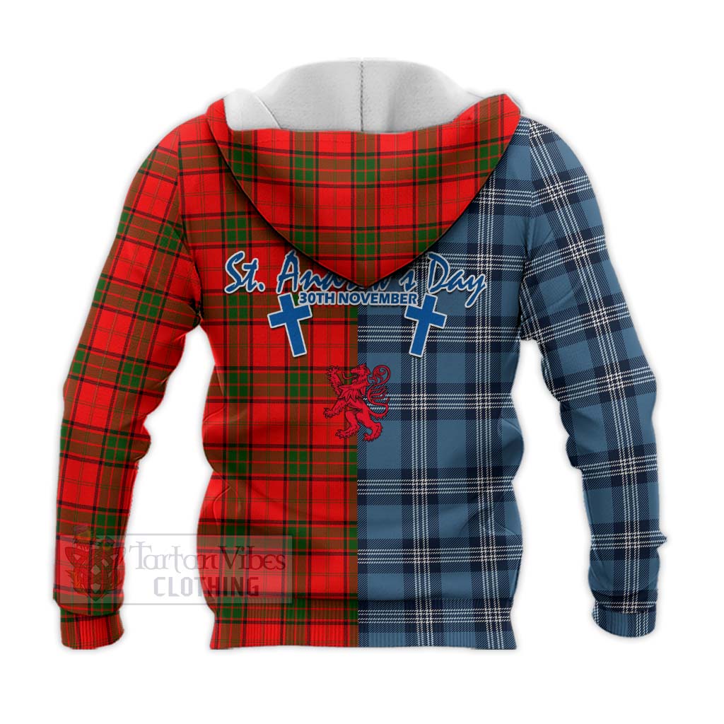 Tartan Vibes Clothing Adair Tartan Knitted Hoodie Happy St. Andrew's Day Half Tartan Style