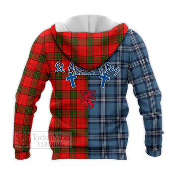 Tartan Vibes Clothing Adair Tartan Knitted Hoodie Happy St. Andrew's Day Half Tartan Style