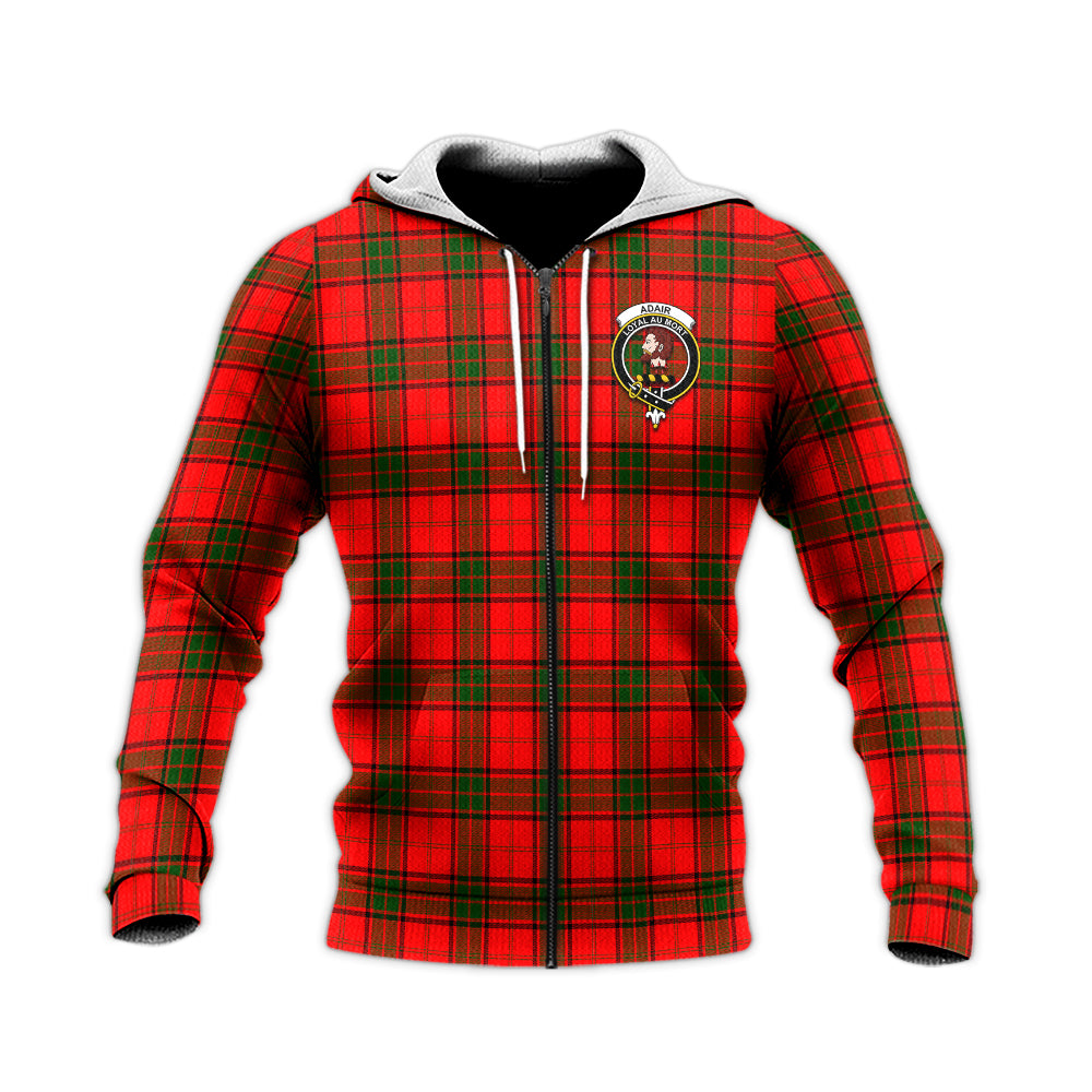 Adair Tartan Knitted Hoodie with Family Crest Unisex Knitted Zip Hoodie - Tartanvibesclothing