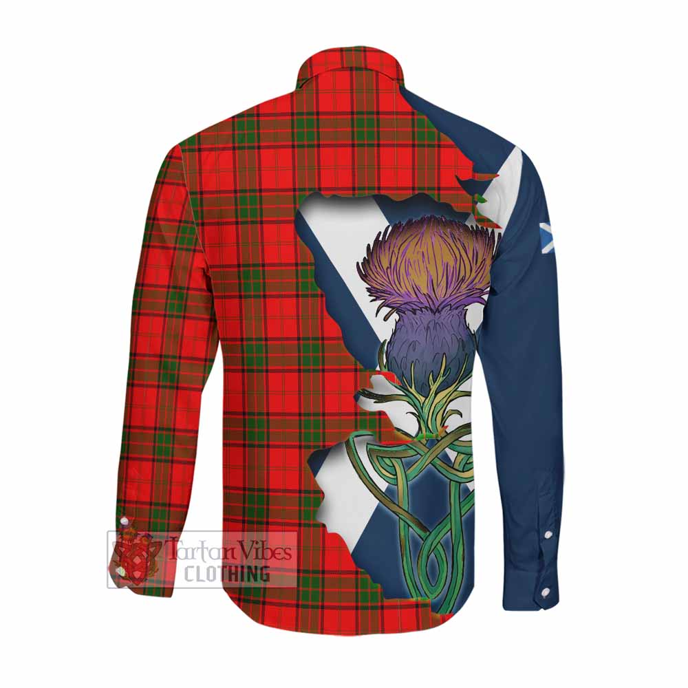 Tartan Vibes Clothing Adair Tartan Family Crest Long Sleeve Button Shirt Scottish Thistle Celtic Inspired