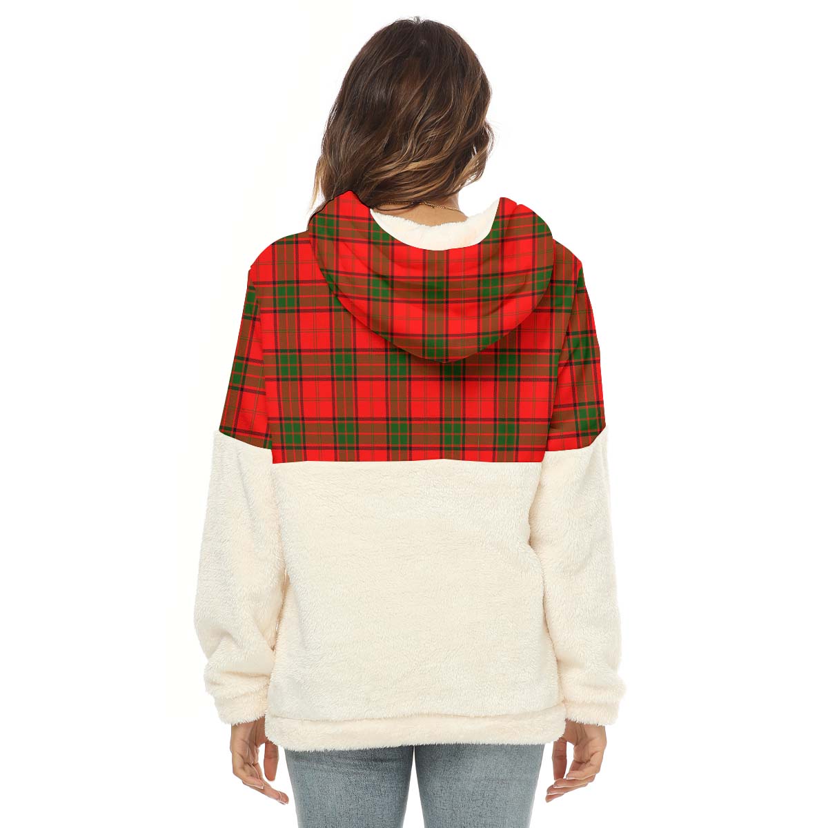 Adair Tartan Women's Borg Fleece Hoodie With Half Zip with Family Crest - Tartan Vibes Clothing