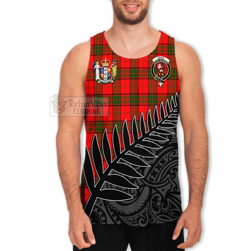 Tartan Vibes Clothing Adair Crest Tartan Men's Tank Top with New Zealand Silver Fern Half Style