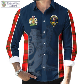Adair Tartan Long Sleeve Button Up Shirt with Family Crest and Lion Rampant Vibes Sport Style