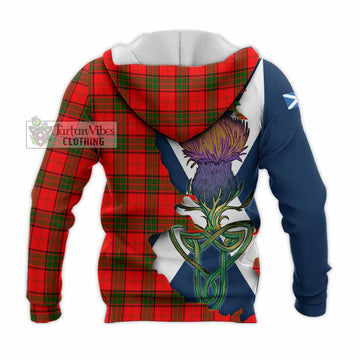 Tartan Vibes Clothing Adair Tartan Family Crest Knitted Hoodie Scottish Thistle Celtic Inspired