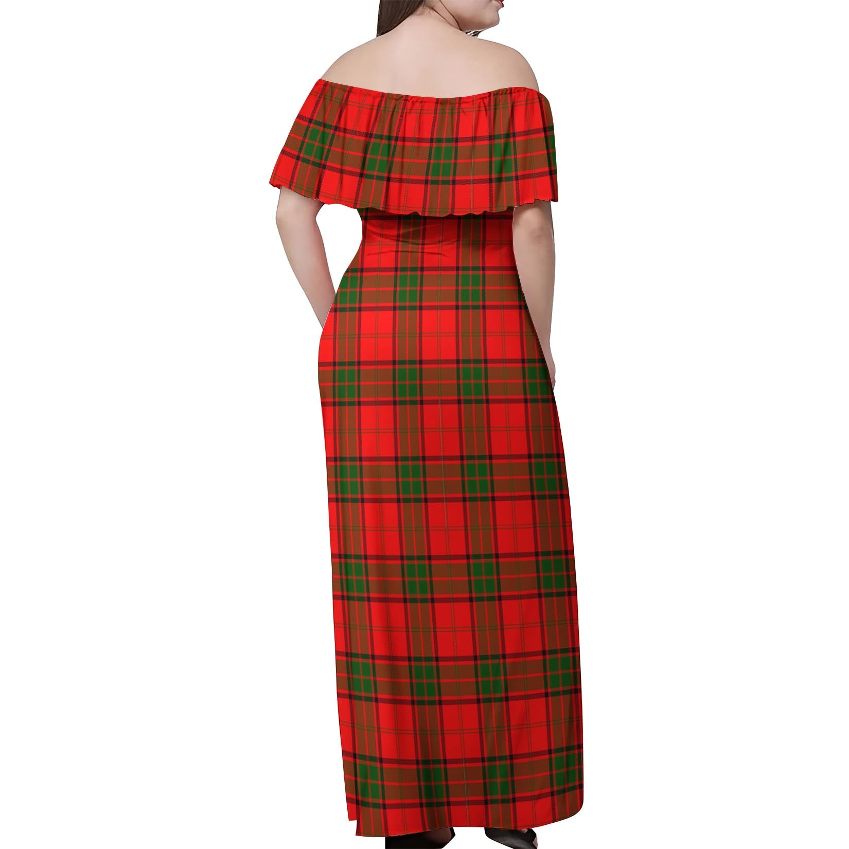 Adair Tartan Off Shoulder Long Dress - Tartanvibesclothing