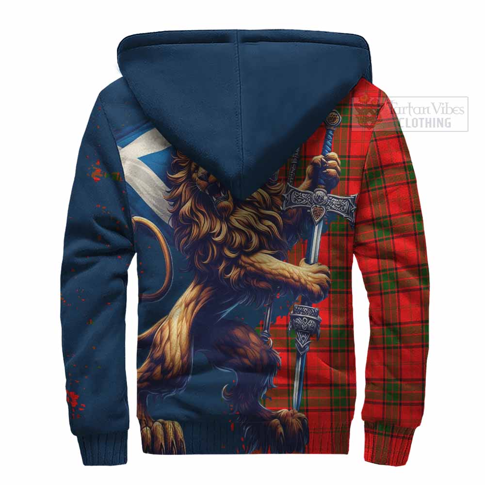 Tartan Vibes Clothing Adair Tartan Family Crest Sherpa Hoodie with Scottish Majestic Lion