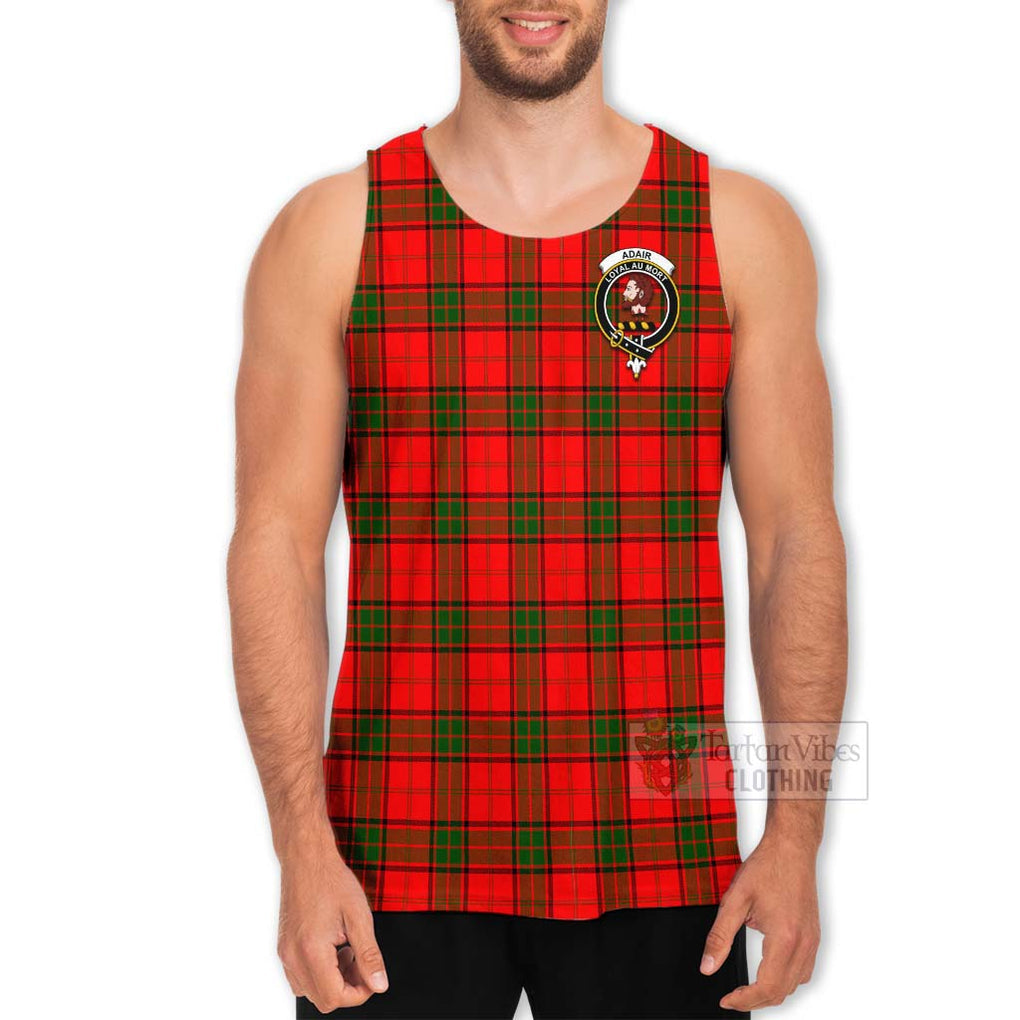 Tartan Vibes Clothing Adair Tartan Men's Tank Top with Family Crest and Bearded Skull Holding Bottles of Whiskey