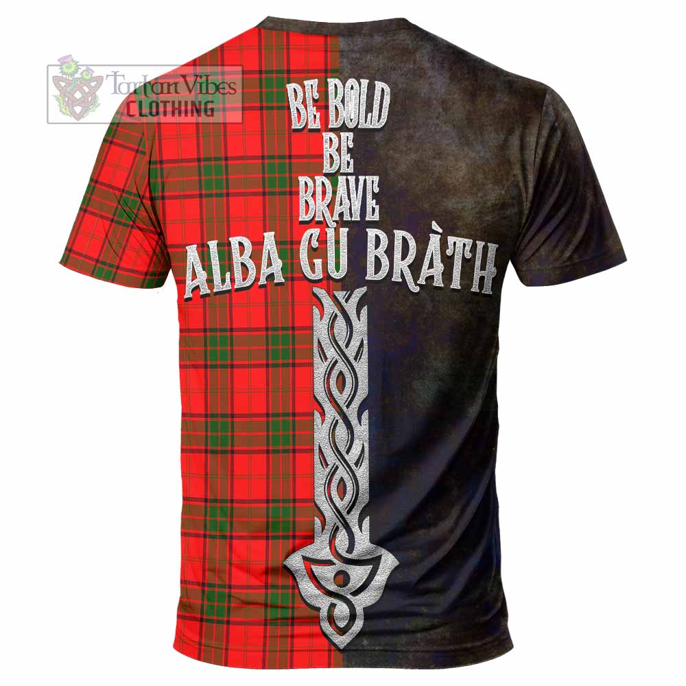 Tartan Vibes Clothing Adair Tartan Family Crest T-Shirt Alba Gu Brath Be Brave Lion Ancient Style
