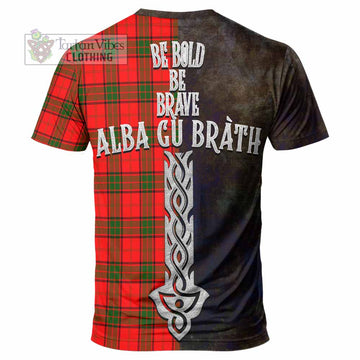Tartan Vibes Clothing Adair Tartan Family Crest T-Shirt Alba Gu Brath Be Brave Lion Ancient Style