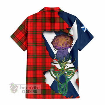 Tartan Vibes Clothing Adair Tartan Family Crest Short Sleeve Button Shirt Scottish Thistle Celtic Inspired