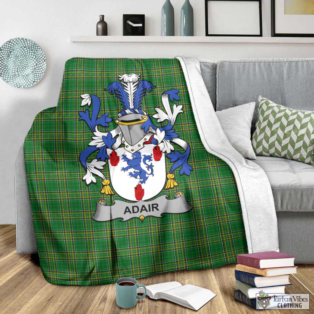 Tartan Vibes Clothing Adair Irish Clan Tartan Blanket with Coat of Arms