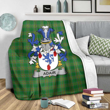 Tartan Vibes Clothing Adair Irish Clan Tartan Blanket with Coat of Arms