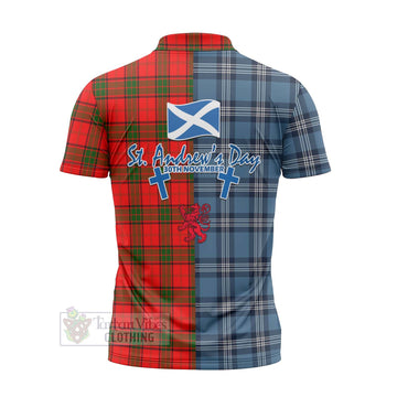 Tartan Vibes Clothing Adair Tartan Zipper Polo Shirt Happy St. Andrew's Day Half Tartan Style