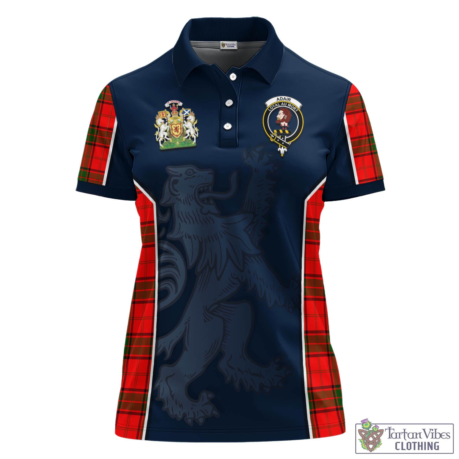 Tartan Vibes Clothing Adair Tartan Women's Polo Shirt with Family Crest and Lion Rampant Vibes Sport Style