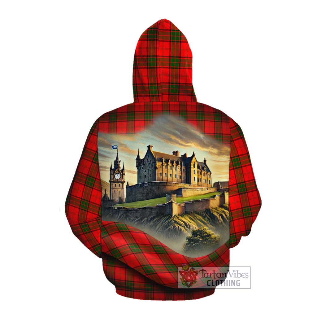 Tartan Vibes Clothing Adair Tartan Family Crest Cotton Hoodie with Scottish Ancient Castle Style
