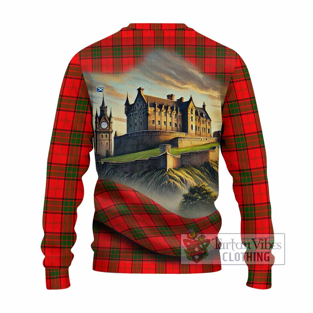 Tartan Vibes Clothing Adair Tartan Family Crest Knitted Sweater with Scottish Ancient Castle Style