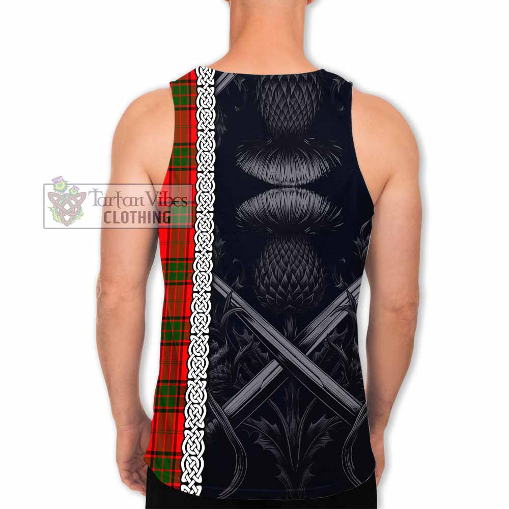 Tartan Vibes Clothing Adair Tartan Men's Tank Top with Family Crest Cross Sword Thistle Celtic Vibes